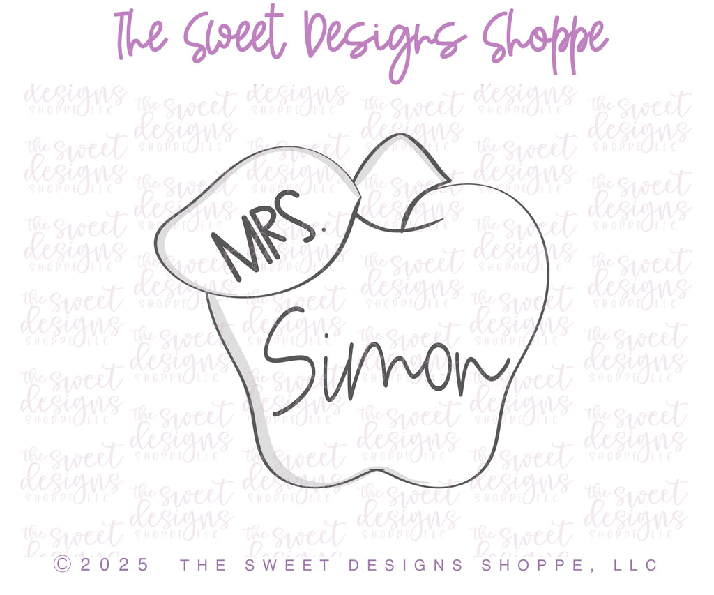 Cookie Cutters - Apple to Personalize - Cookie Cutter - The Sweet Designs Shoppe - TSDS - - ALL,Apple to personalize,back to school,Cookie Cutter,dessert,Food,Food & Beverages,Food and Beverage,fruit,fruits,Fruits and Vegetables,Promocode,School,School / Graduation,STL,Sweets,Teach,Teacher,Teacher apple,Teacher Appreciation