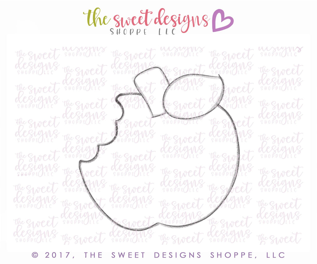 Cookie Cutters - Apple with Bite - Cookie Cutter - The Sweet Designs Shoppe - TSDS - - ALL,Apple,Cookie Cutter,Food,Food and Beverage,Food beverages,Fruits and Vegetables,Grad,graduations,Promocode,school,School / Graduation