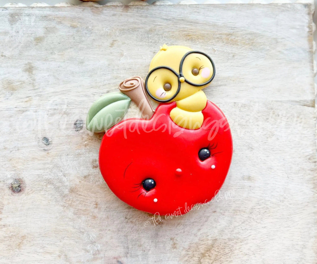 Cookie Cutters - Apple with Cute Worm - Cookie Cutter - The Sweet Designs Shoppe - TSDS - - ALL,Cookie Cutter,Food,Food and Beverage,Food beverages,Grad,graduations,Lady Milk Stache,Lady MilkStache,LadyMilkStache,Promocode,School,School / Graduation,school supplies,STL,teacher,teacher appreciation