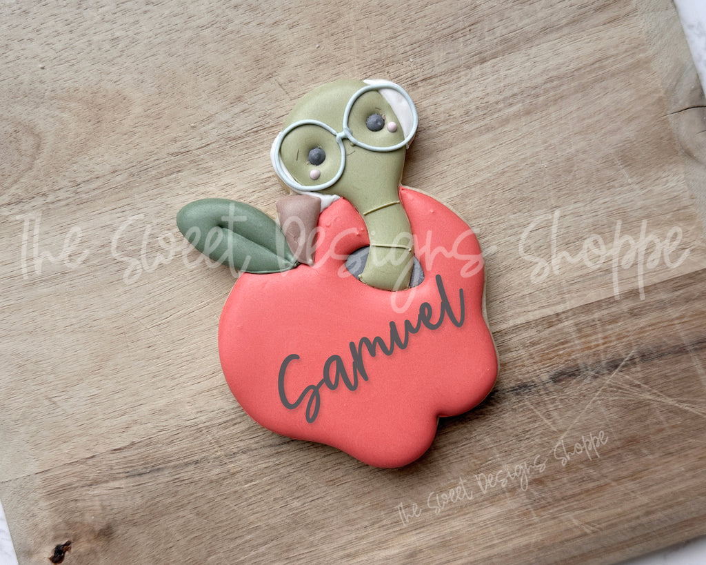 Cookie Cutters - Apple with Nerdy Worm - Cookie Cutter - The Sweet Designs Shoppe - TSDS - - ALL,back to school,Cookie Cutter,fruit,fruits,Fruits and Vegetables,Promocode,School,School / Graduation,school supplies,STL