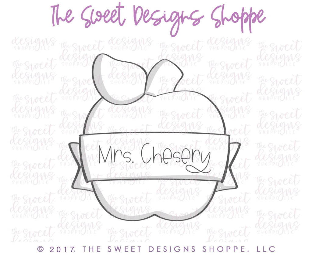 Cookie Cutters - Apple with Ribbon V2 - Cookie Cutter - Sweet Designs Shoppe - - ALL, Apple, Cookie Cutter, Food, Food and Beverage, Food beverages, Fruits and Vegetables, Grad, graduations, Plaque, Promocode, school, School / Graduation