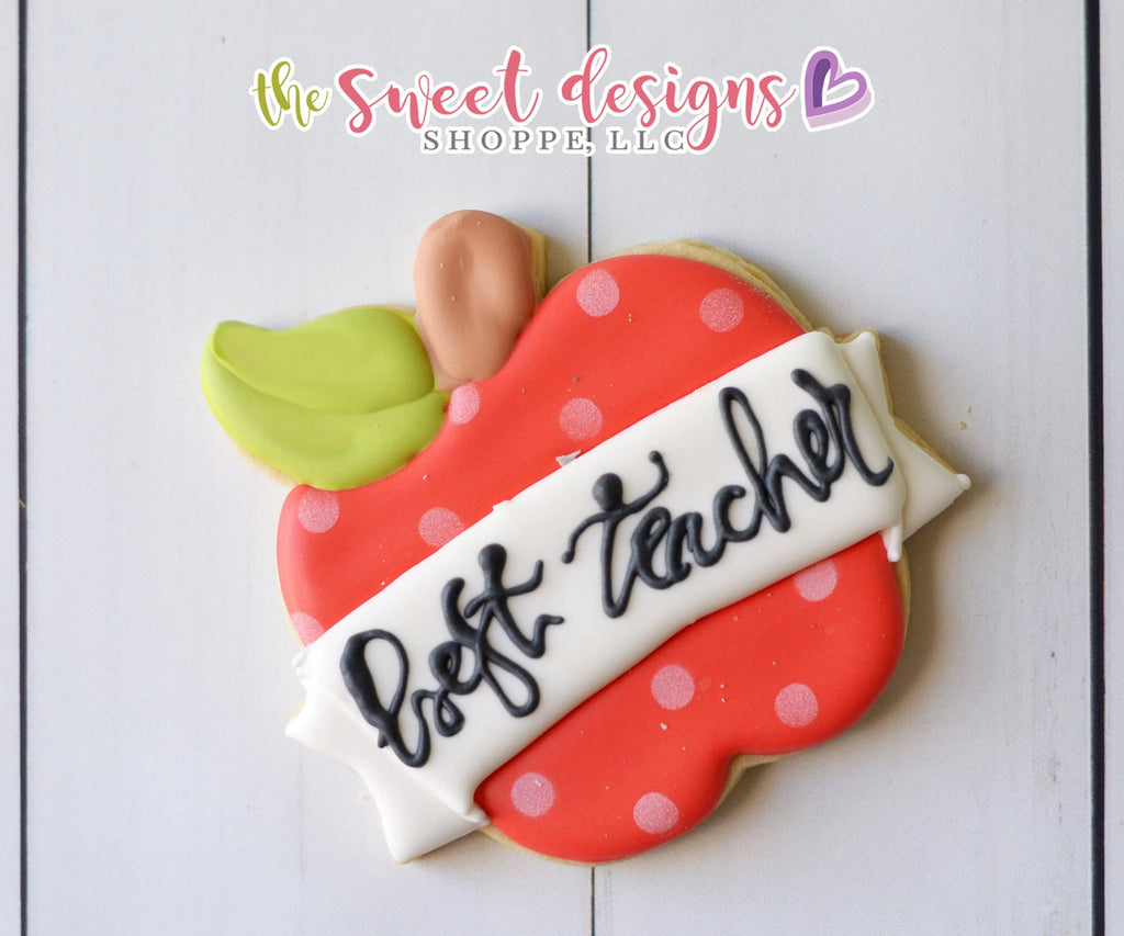 Cookie Cutters - Apple with Ribbon V2 - Cookie Cutter - The Sweet Designs Shoppe - TSDS - - ALL,Apple,Cookie Cutter,Food,Food and Beverage,Food beverages,Fruits and Vegetables,Grad,graduations,Plaque,Promocode,school,School / Graduation