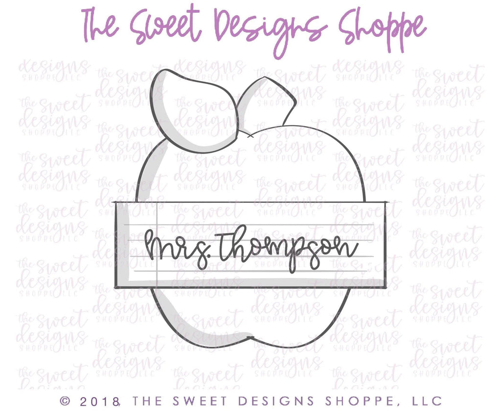 Cookie Cutters - Apple with Ruler Plaque - Cookie Cutter - The Sweet Designs Shoppe - TSDS - - ALL,Apple,Cookie Cutter,Food,Food and Beverage,Food beverages,Fruits and Vegetables,Grad,graduations,Plaque,Promocode,school,School / Graduation