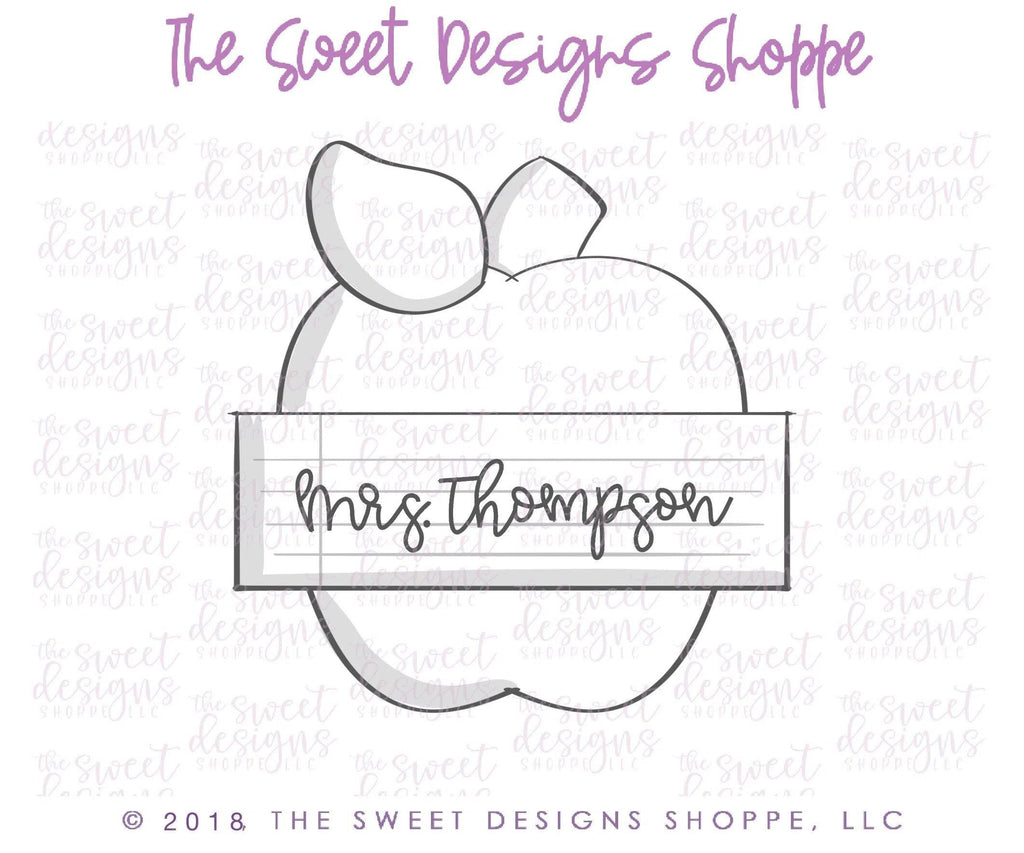 Cookie Cutters - Apple with Ruler Plaque - Cookie Cutter - The Sweet Designs Shoppe - - ALL, Apple, Cookie Cutter, Food, Food and Beverage, Food beverages, Fruits and Vegetables, Grad, graduations, Plaque, Promocode, school, School / Graduation