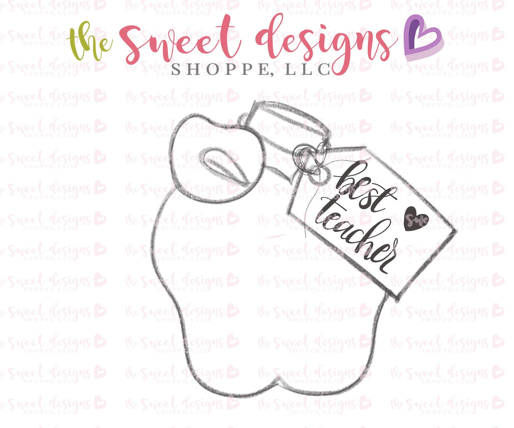 Cookie Cutters - Apple with Tag - Cookie Cutter - The Sweet Designs Shoppe - - ALL, Apple, Cookie Cutter, Food, Food and Beverage, Food beverages, Fruits and Vegetables, Grad, graduations, Promocode, school, School / Graduation