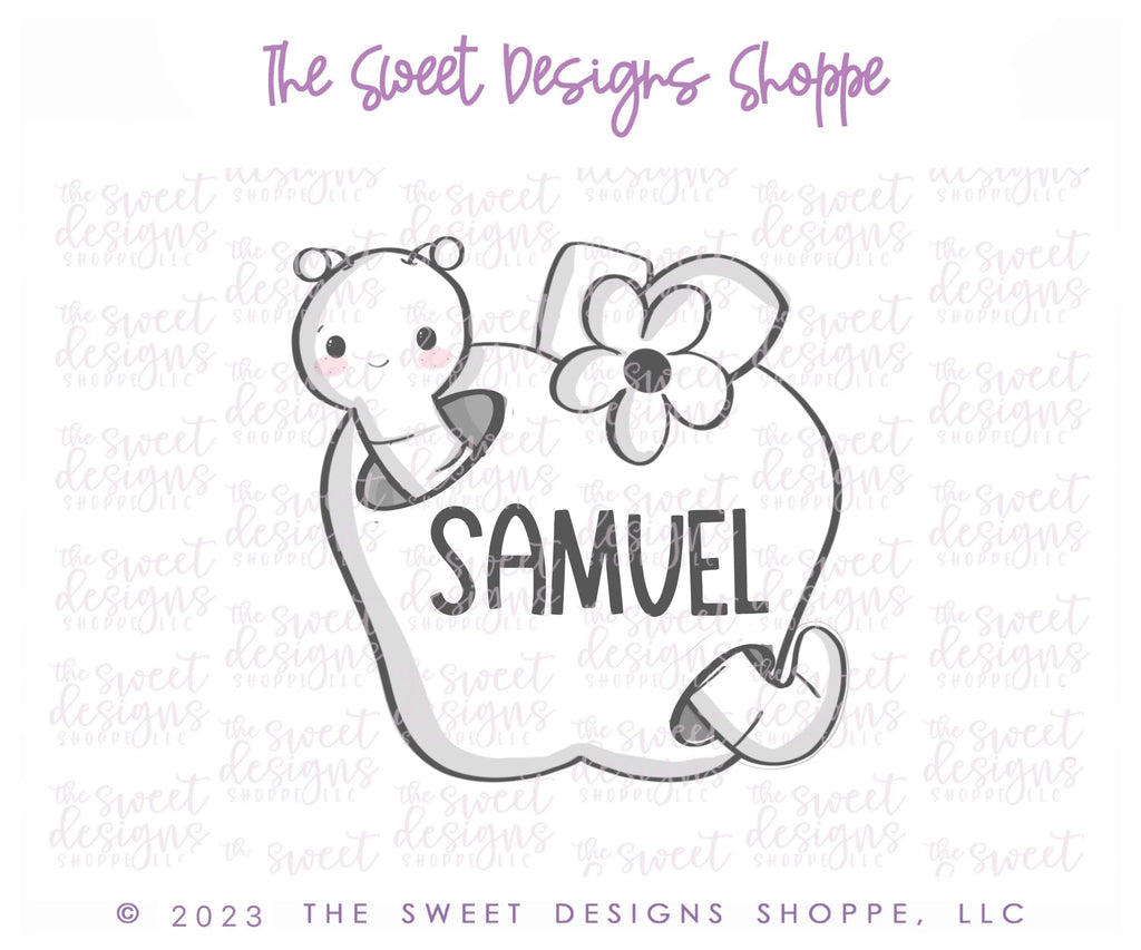 Cookie Cutters - Apple with Worm and Flower- Cookie Cutter - The Sweet Designs Shoppe - - ALL, Cookie Cutter, Food and Beverage, fruit, fruits, Fruits and Vegetables, Grad, graduations, Promocode, School, School / Graduation, school supplies, teacher, teacher appreciation