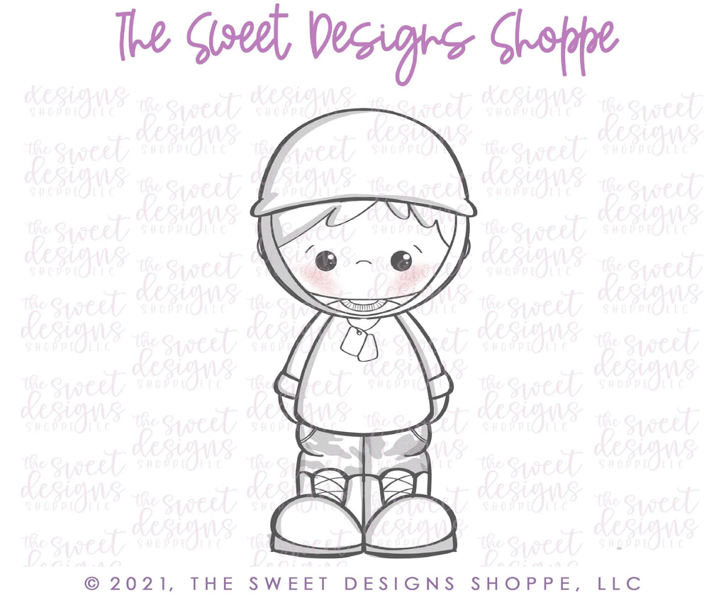 Cookie Cutters - Army Boy - Cookie Cutter - The Sweet Designs Shoppe - TSDS - - 4th,4th July,4th of July,ALL,Cookie Cutter,hero,Heroes,kids,Kids / Fantasy,Memorial,patriot,patriotic,Promocode,Soldier,USA,Veteran,Veterans