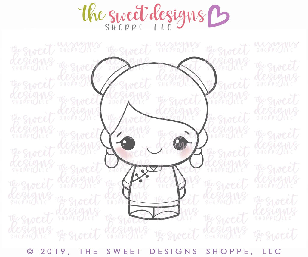 Cookie Cutters - Asian Girl - Cookie Cutter - The Sweet Designs Shoppe - TSDS - - ALL,China,Chinese New Year,Cookie Cutter,Girl,Holiday,kid,kids,Kids / Fantasy,New Year,Promocode