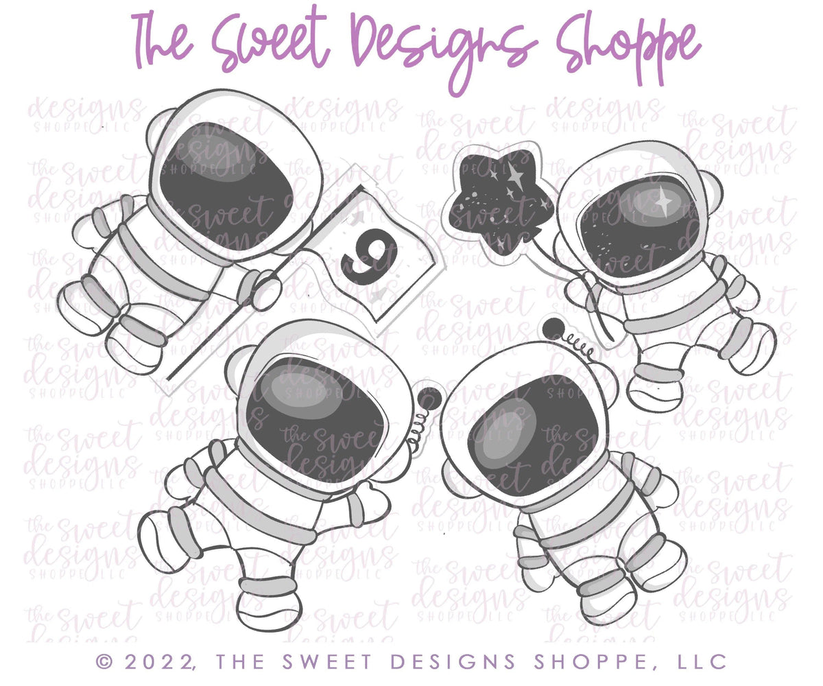 Cookie Cutters - Astronaut Set - Set of 4 - Cookie Cutters - The Sweet Designs Shoppe - TSDS - - ALL,astronaut,astronauts,Birthday,Cookie Cutter,Mini Sets,planet,Promocode,regular sets,set,space,STL,universe
