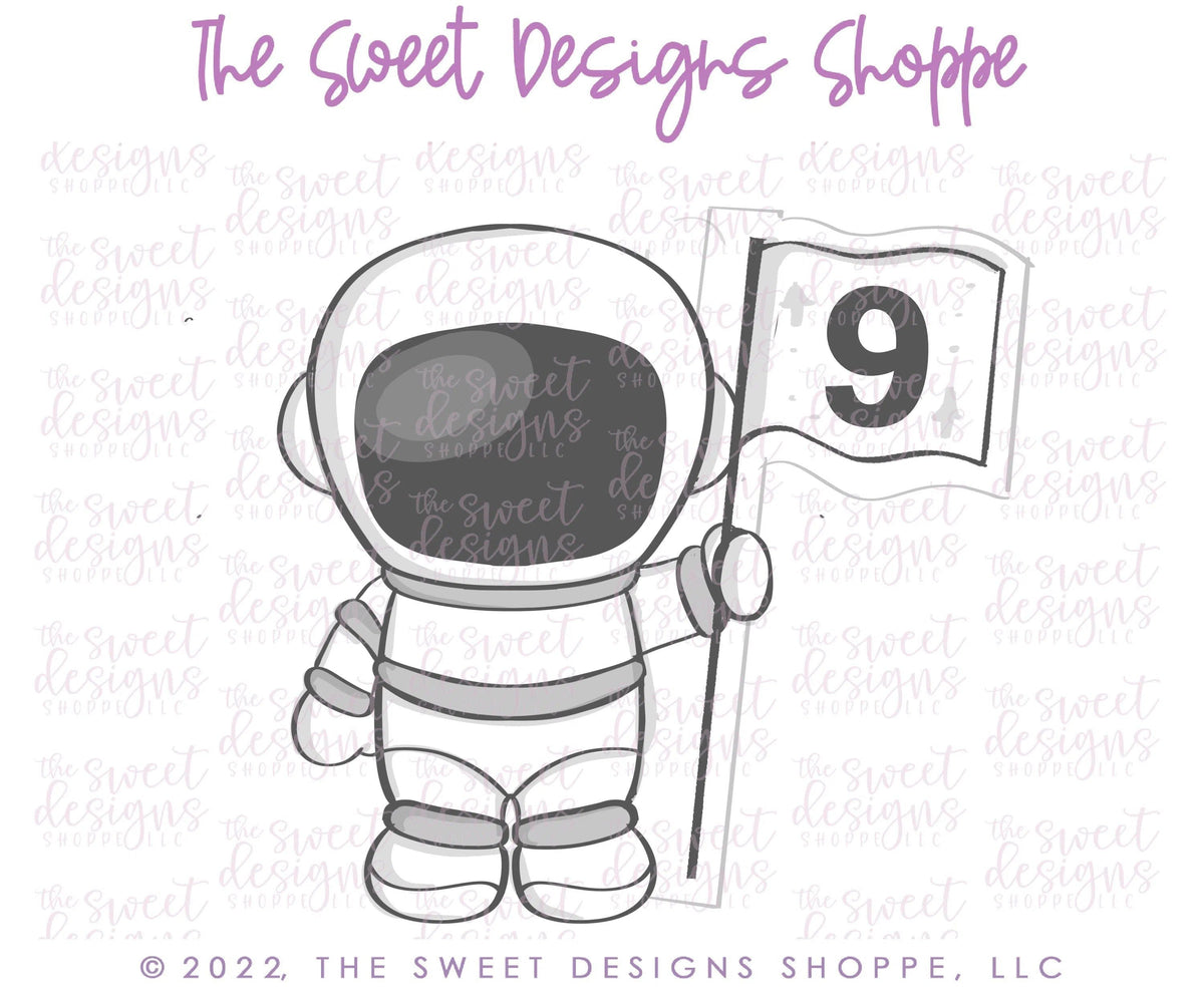 Cookie Cutters - Astronaut with Flag - Cookie Cutter - The Sweet Designs Shoppe - TSDS - - ALL,Baby / Kids,Birthday,Cookie Cutter,kid,kids,Kids / Fantasy,Miscellaneous,Promocode,space,STL,transportation