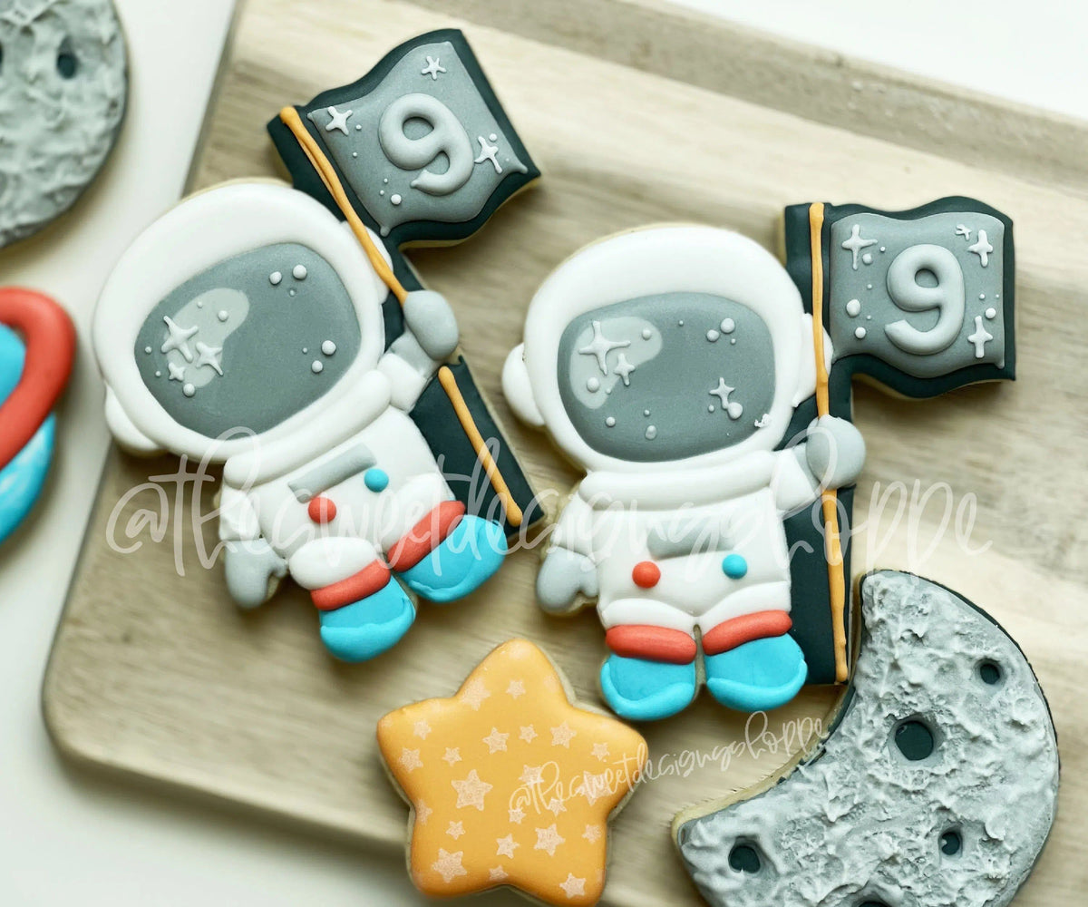 Cookie Cutters - Astronaut with Flag - Cookie Cutter - The Sweet Designs Shoppe - TSDS - - ALL,Baby / Kids,Birthday,Cookie Cutter,kid,kids,Kids / Fantasy,Miscellaneous,Promocode,space,STL,transportation