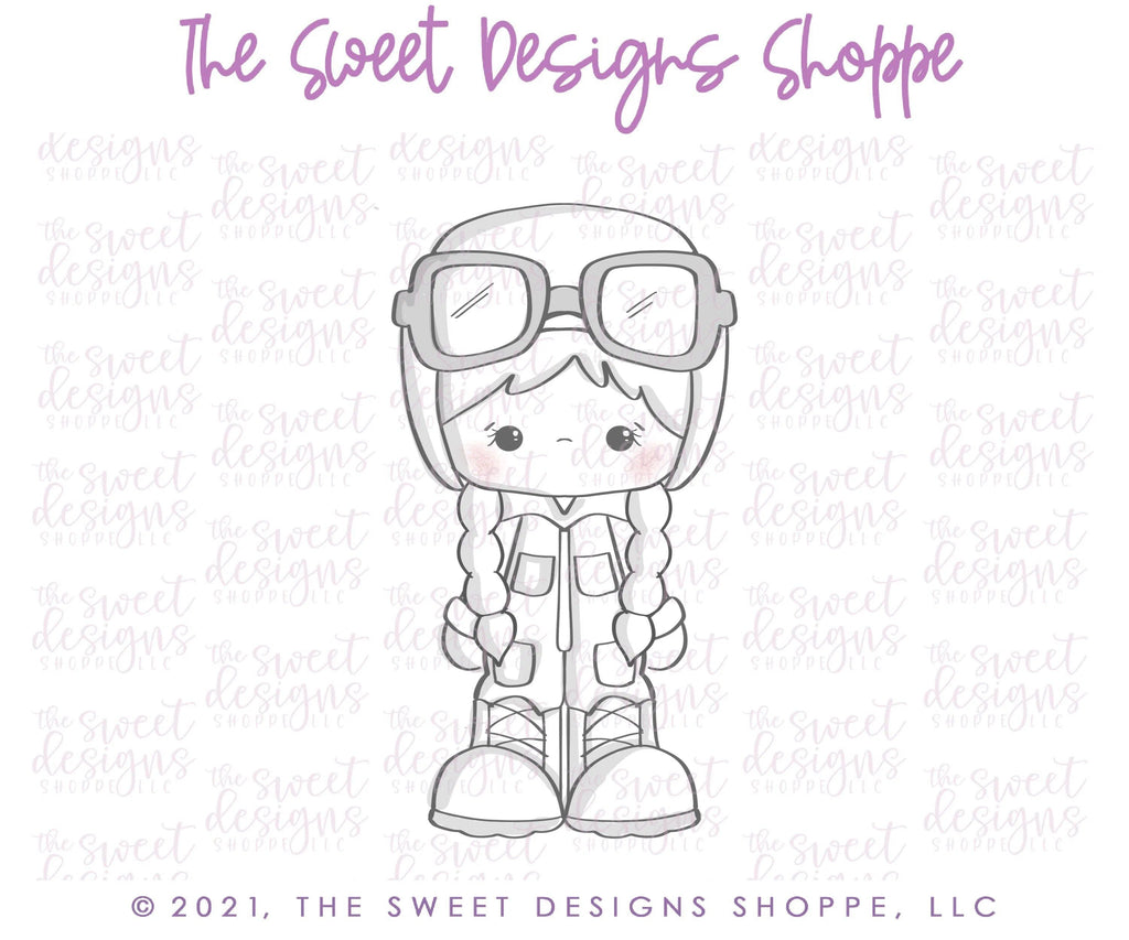 Cookie Cutters - Aviator Girl - Cookie Cutter - The Sweet Designs Shoppe - - 4th, 4th July, 4th of July, ALL, Cookie Cutter, hero, Heroes, kids, Kids / Fantasy, Memorial, patriot, patriotic, Police, Promocode, Soldier, USA, Veteran, Veterans