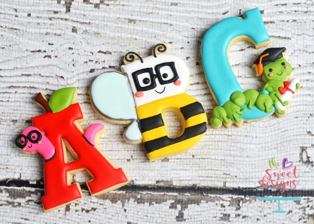 Cookie Cutters - "B" is Bee v2- Cookie Cutter - Sweet Designs Shoppe - - ABC, ALL, alphabet, B, Bee, Cookie Cutter, Fonts, Grad, graduations, letter, Lettering, Letters, letters and numbers, Promocode, school, School / Graduation