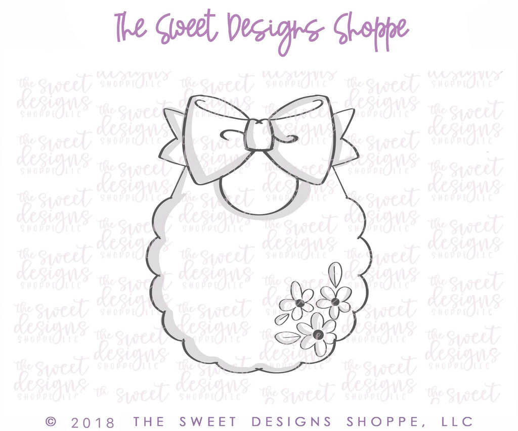 Cookie Cutters - Baby Bib V2 - Cookie Cutter - The Sweet Designs Shoppe - TSDS - - ALL,Baby,Baby Bib,Baby Boy,Baby Girl,Bib,Bow,Cookie Cutter,Promocode