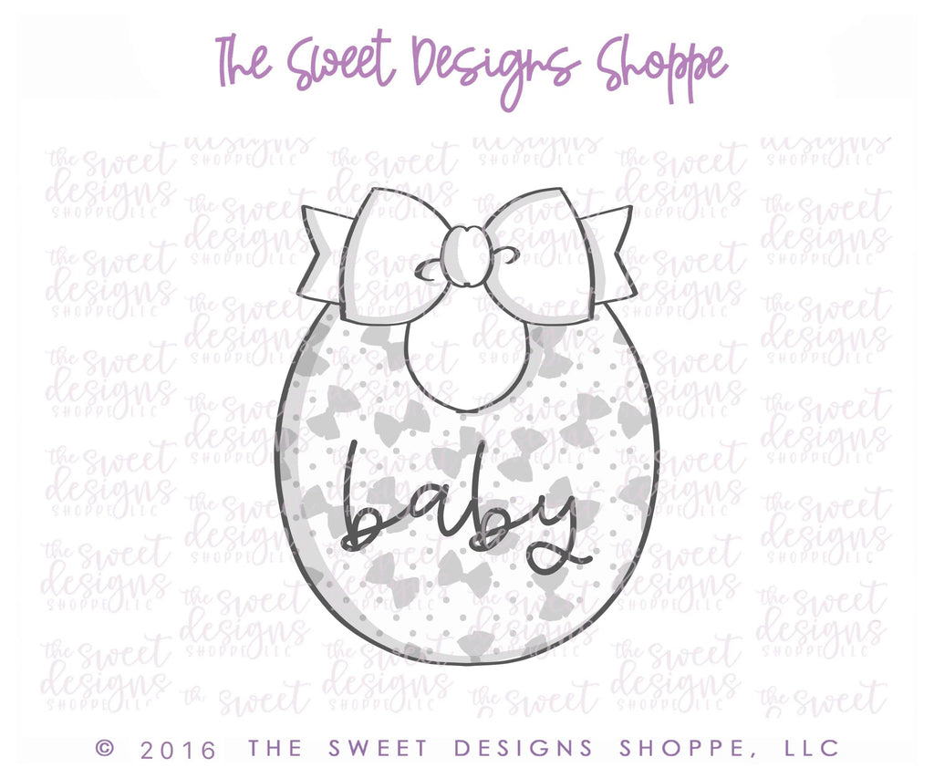 Cookie Cutters - Baby Boy Bib V2 - Cookie Cutter - The Sweet Designs Shoppe - TSDS - - ALL,Baby,Baby Bib,Baby Boy,Baby Girl,baby shower,Bow,Cookie Cutter,girly,Promocode,STL