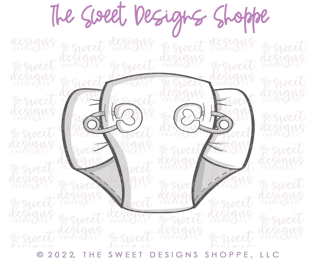 Cookie Cutters - Baby Diaper with Pin - Cookie Cutter - The Sweet Designs Shoppe - - ALL, Baby, Baby / Kids, Baby Bib, Baby Bottle, Baby Boy, baby girl, babyshower, Cookie Cutter, diaper, Lady Milk Stache, Lady MilkStache, LadyMilkStache, Promocode