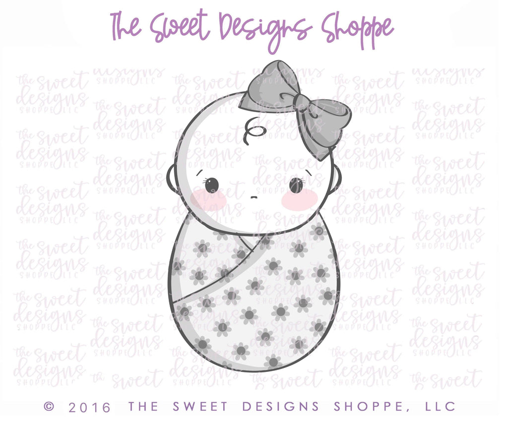 Cookie Cutters - Baby Girl Swaddle V2 - Cookie Cutter - The Sweet Designs Shoppe - TSDS - - ALL,Baby,baby girl,Baby Shower,Bow,Cookie Cutter,Promocode,STL,Swaddle