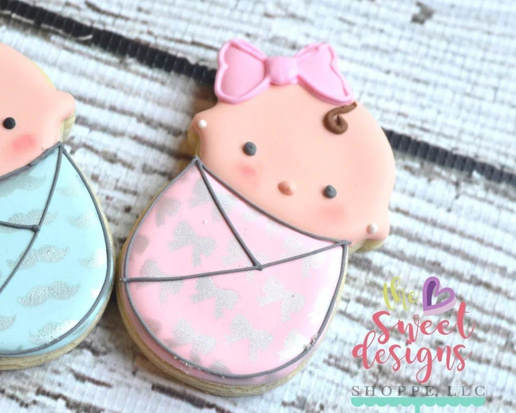 Cookie Cutters - Baby Girl Swaddle V2 - Cookie Cutter - The Sweet Designs Shoppe - TSDS - - ALL,Baby,baby girl,Baby Shower,Bow,Cookie Cutter,Promocode,STL,Swaddle
