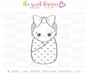 Cookie Cutters - Baby Girl Swaddle with Bow - Cookie Cutter - The Sweet Designs Shoppe - TSDS - - ALL,Baby,baby girl,Baby Shower,baby shower favors,Bow,Cookie Cutter,Promocode,STL,Swaddle