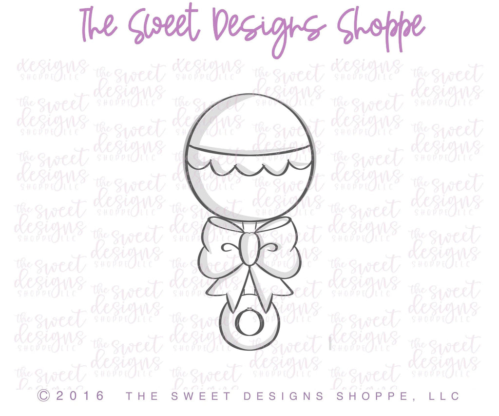 Cookie Cutters - Baby Rattle v2- Cookie Cutter - The Sweet Designs Shoppe - TSDS - - ALL,Baby,baby rattle,Baby Shower,Bow,Cookie Cutter,Promocode,rattle,STL