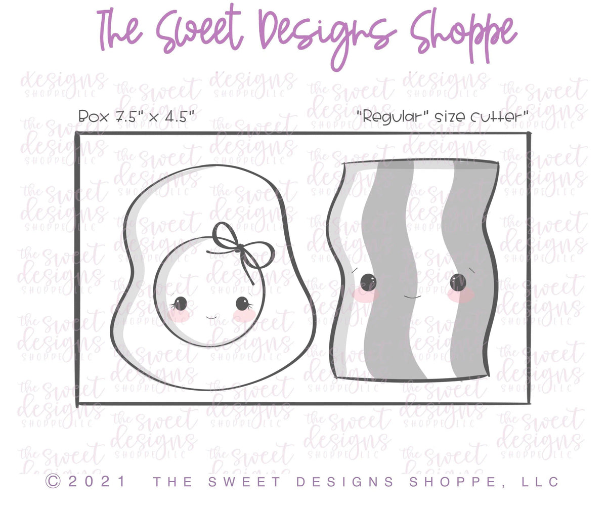 Cookie Cutters - Bacon and Egg Set - 2 Piece Set - Cookie Cutters - The Sweet Designs Shoppe - TSDS - - ALL,Cookie Cutter,Food,Food and Beverage,Food beverages,Mini Set,Mini Sets,Promocode,regular sets,set,sets,STL,valentine,valentines