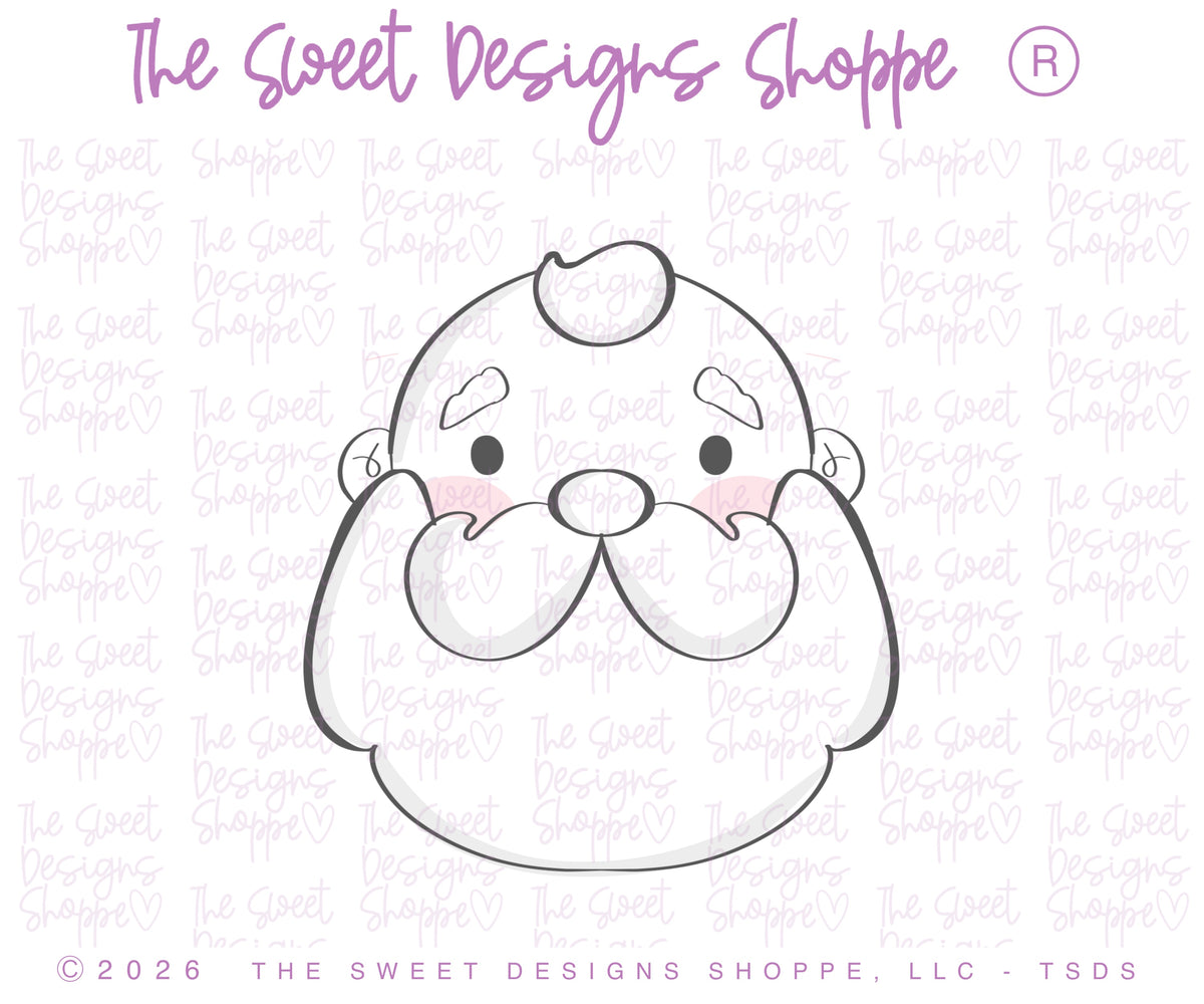 Cookie Cutters - Bald Santa Face 2026 - Cookie Cutter - The Sweet Designs Shoppe - TSDS - - ALL,bald santa,bald santa face 2026,Christmas,Christmas / Winter,christmas 2026,Cookie Cutter,new,Promocode,Santa Face,STL