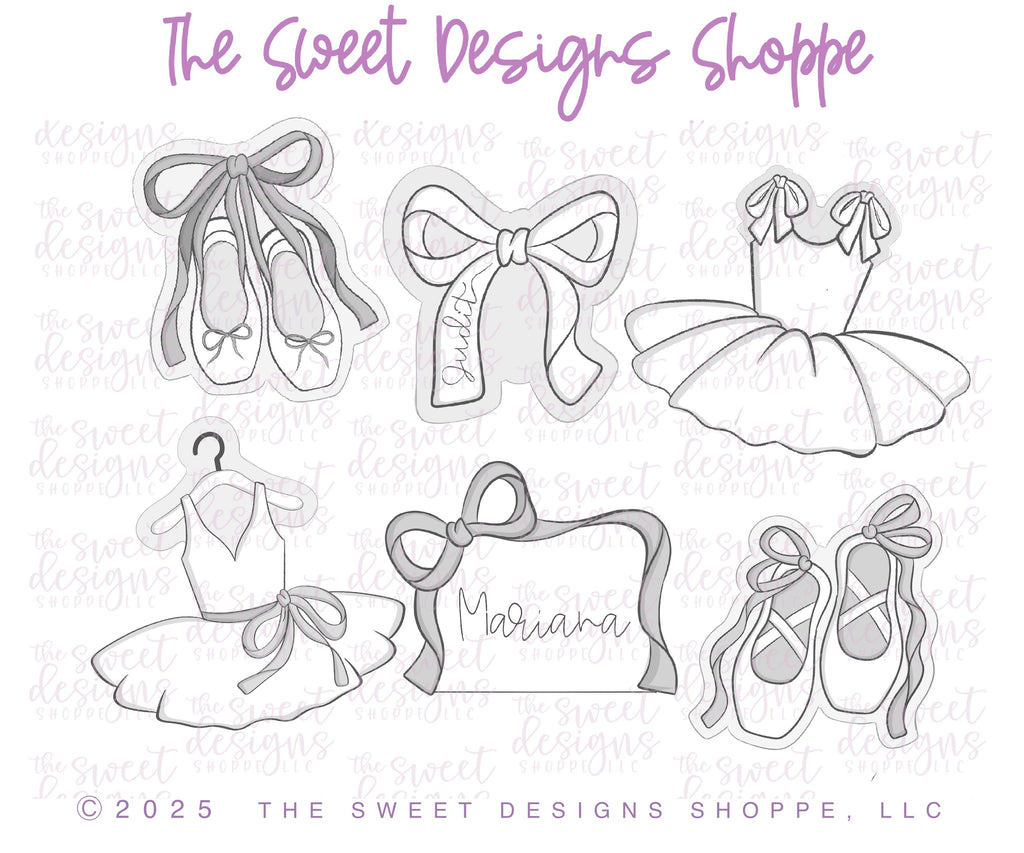 Cookie Cutters - Ballet Cookie Cutters Set - Set of 6 - Cookie Cutters - The Sweet Designs Shoppe - - Accesories,Accessories,accessory,ALL,ballet,Clothing / Accessories,Cookie Cutter,dance,kids,Kids / Fantasy,Kids class,new,Promocode,regular sets,set,sports,STL