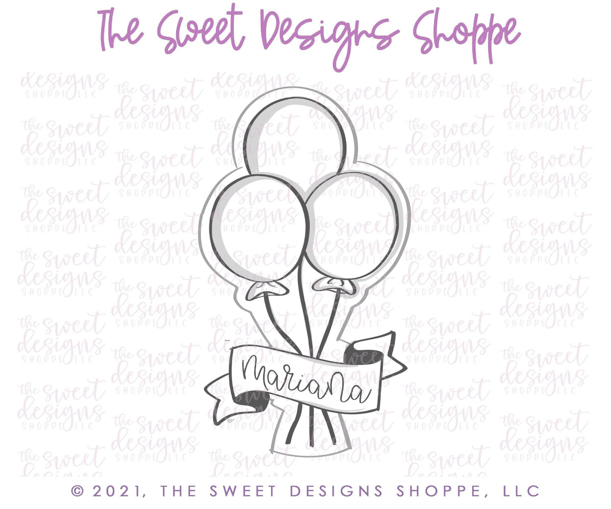 Cookie Cutters - Balloons with Ribbon - Cookie Cutter - The Sweet Designs Shoppe - TSDS - - ALL,Baby / Kids,Birthday,Cookie Cutter,kid,kids,Promocode,STL