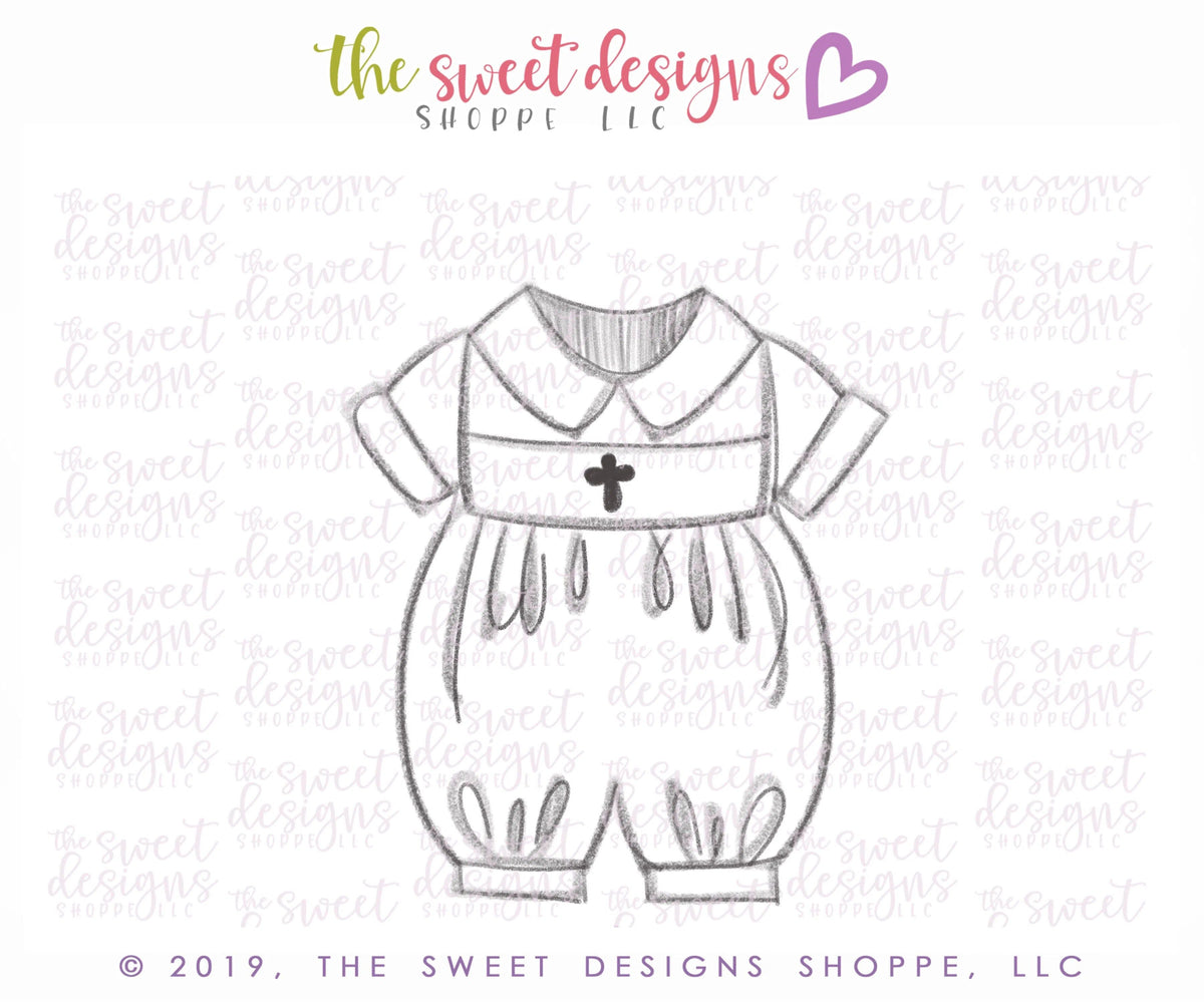 Cookie Cutters - Baptism Bubble Romper - Cookie Cutter - The Sweet Designs Shoppe - TSDS - - ALL,Baby,Baptism,Clothes,Clothing / Accessories,Cookie Cutter,First Communion,newborn,Onesie,onsie,Promocode,Religious,STL