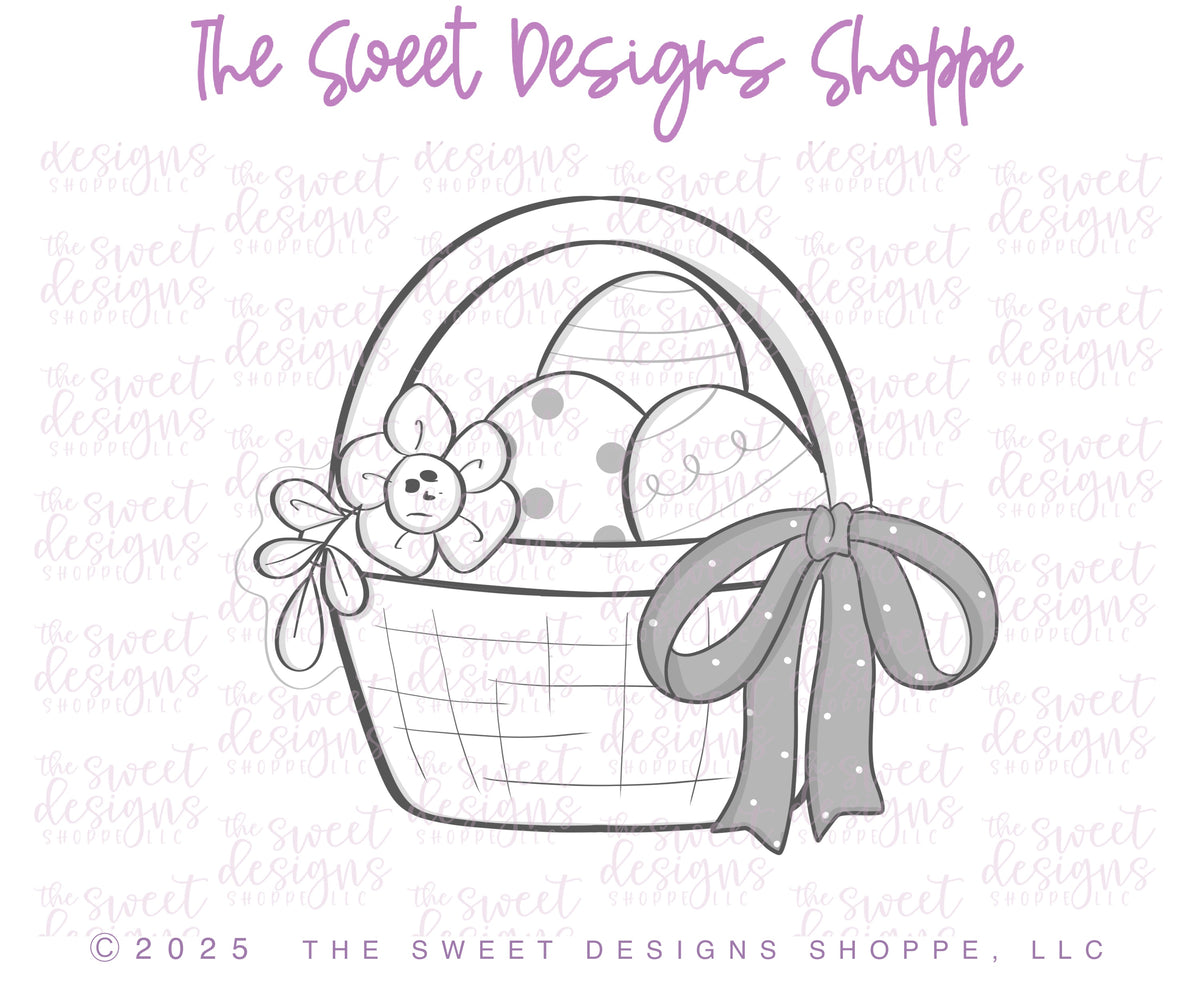 Cookie Cutters - Basket with Eggs and Bow - Cookie Cutter - The Sweet Designs Shoppe - TSDS - - ALL,basket,Cookie Cutter,Easter,Easter / Spring,easter basket,Promocode,STL