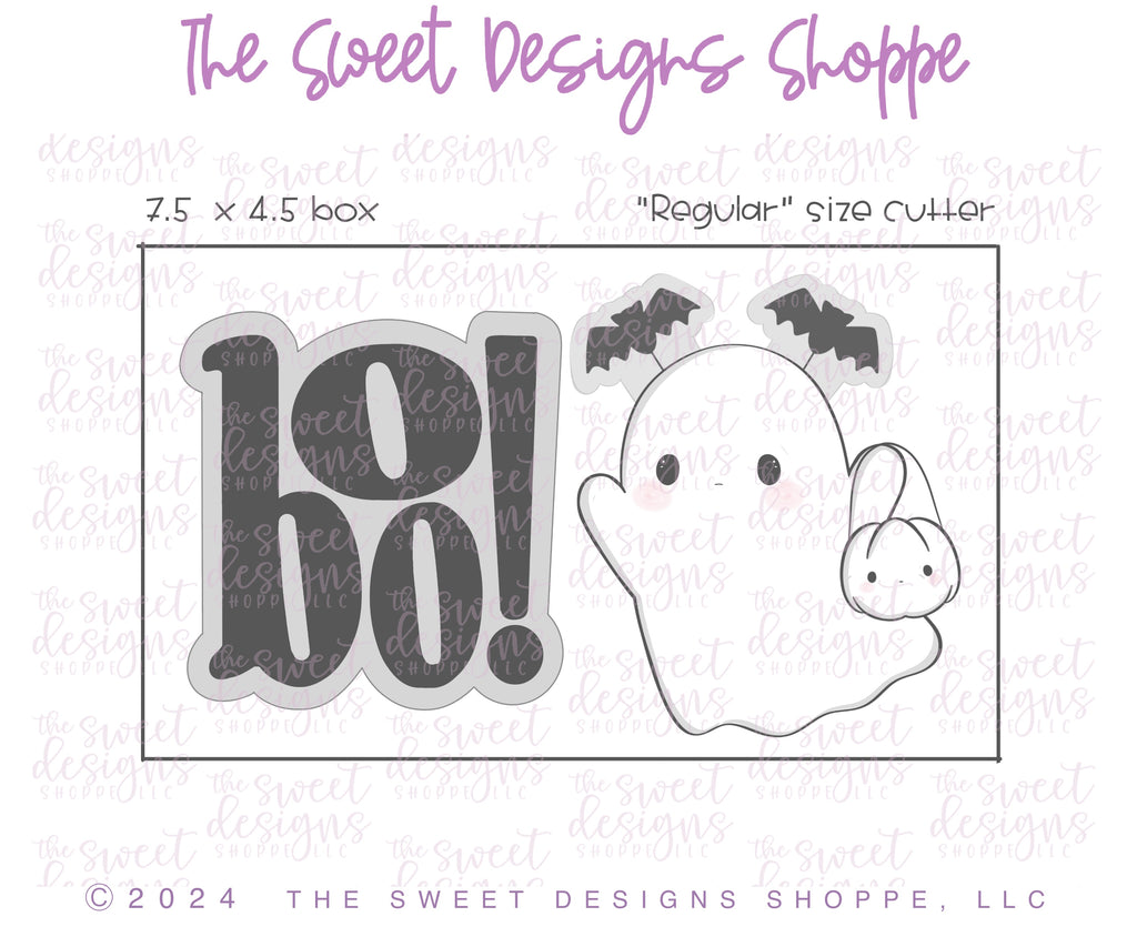 Cookie Cutters - Bat Headband Ghost & Boo Plaque Cookie Cutter Set - Set of 2 - Cookie Cutters - The Sweet Designs Shoppe - TSDS - - ALL,Cookie Cutter,halloween,Halloween set,Halloween Sets,Mini Sets,Plaque,Plaques,PLAQUES HANDLETTERING,Promocode,regular sets,set,STL