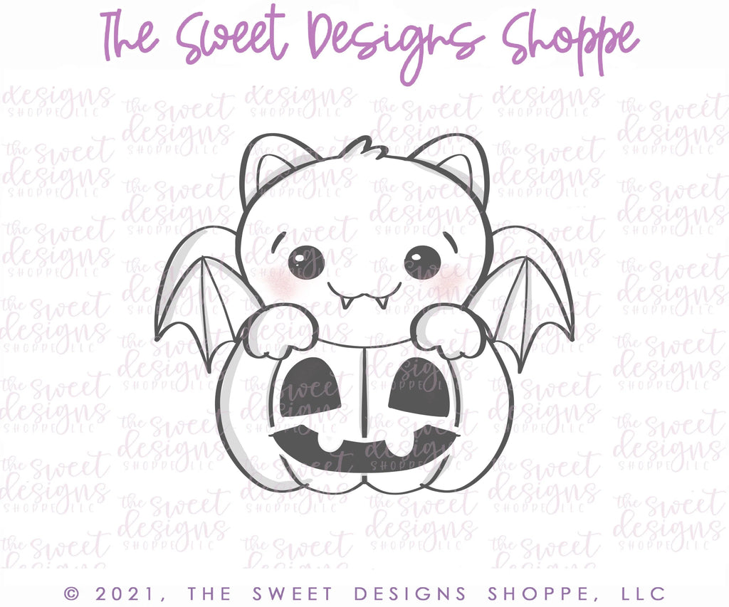 Cookie Cutters - Bat in Pumpkin - Cookie Cutter - Sweet Designs Shoppe - - ALL, Animal, Animals, Bat, Cookie Cutter, Customize, Fall / Halloween, halloween, Promocode