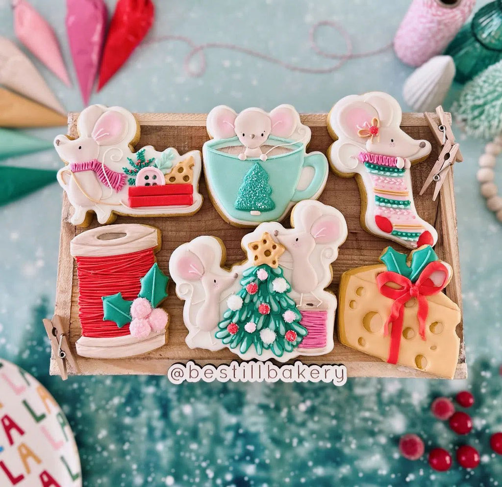 Cookie Cutters - Be Still Bakery Class Cookie Cutters - Merry Mouse-mas Class - Set of 6 Cookie Cutters - Online Class not Included - The Sweet Designs Shoppe - Set of 6 - Cutters ( 5 Regular & 1 Fat Size) - ALL, be still bakery, bestillbakery, Christmas, Christmas / Winter, Christmas Cookies, Christmas Tree, Cookie Cutter, Hamer, Megan Hamer, online, Promocode, set, sets, Winter, Winter classes