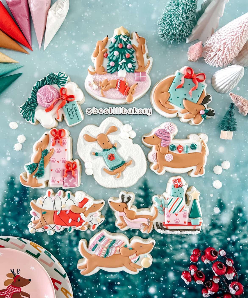 Cookie Cutters - Be Still Bakery Class Cookie Cutters - Walking in a Weenie Wonderland - Set of 9 Cookie Cutters - Online Class not Included - The Sweet Designs Shoppe - TSDS - - ALL,Animals,be still bakery,bestillbakery,Christmas,Christmas / Winter,Christmas Cookies,Cookie Cutter,dachshund,Hamer,Megan Hamer,new,online,Promocode,set,sets,STL,Winter,Winter classes