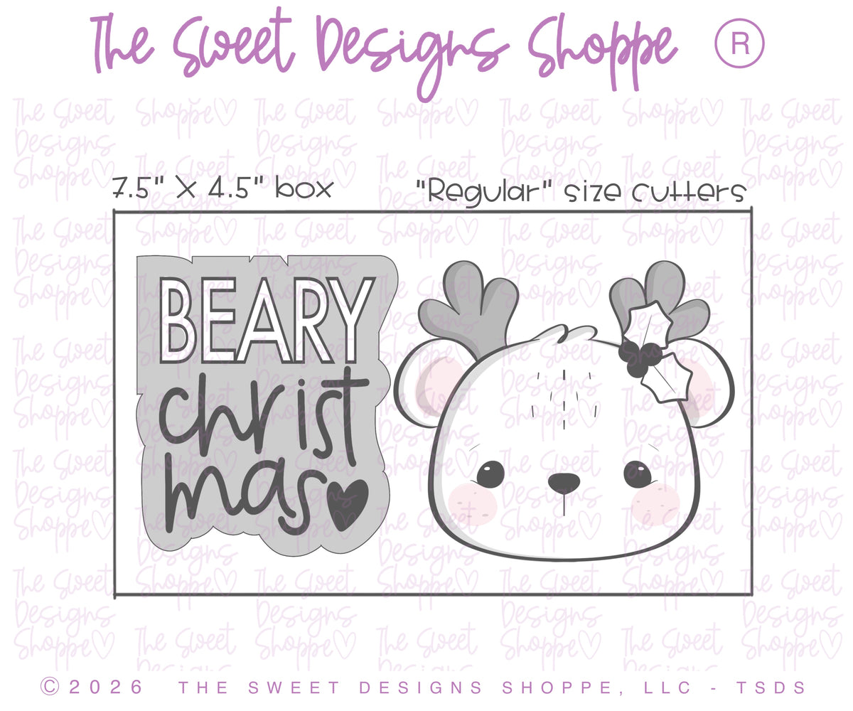 Cookie Cutters - Bear Face Reindeer & Plaque Cookie Cutter Set - Set of 2 - Cookie Cutters - The Sweet Designs Shoppe - TSDS - - ALL,Animal,Animals,Christmas,Christmas / Winter,Cookie Cutter,new,Plaque,Plaques,PLAQUES HANDLETTERING,Promocode,regular sets,Reindeer,reindeer face,Rudolph,set,STL