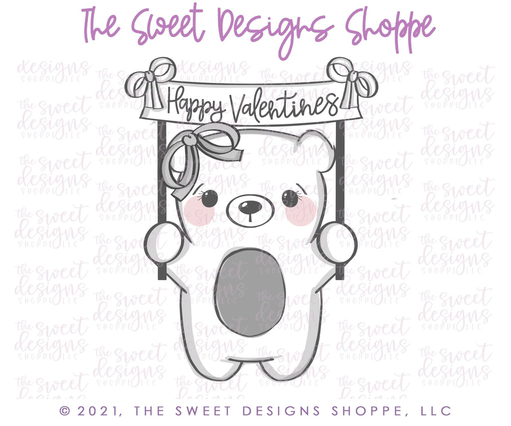 Cookie Cutters - Bear with Banner - Cookie Cutter - The Sweet Designs Shoppe - - ALL, Animal, Animals, Animals and Insects, Baby / Kids, Cookie Cutter, Easter, Easter / Spring, Promocode, valentine, valentines