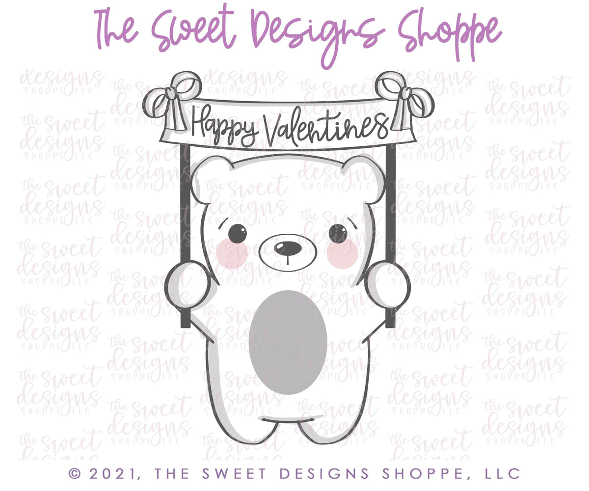 Cookie Cutters - Bear with Banner - Cookie Cutter - The Sweet Designs Shoppe - TSDS - - ALL,Animal,Animals,Animals and Insects,Baby / Kids,Cookie Cutter,Easter,Easter / Spring,Promocode,STL,valentine,valentines