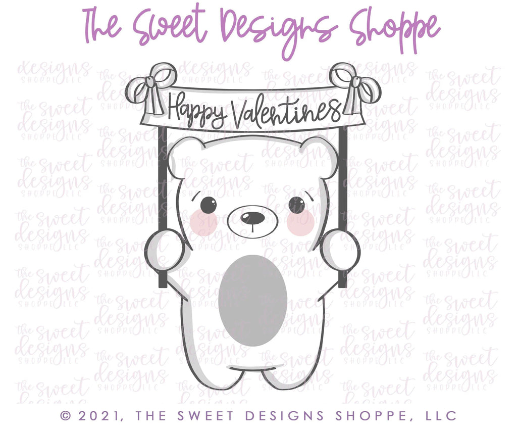 Cookie Cutters - Bear with Banner - Cookie Cutter - The Sweet Designs Shoppe - TSDS - - ALL,Animal,Animals,Animals and Insects,Baby / Kids,Cookie Cutter,Easter,Easter / Spring,Promocode,valentine,valentines