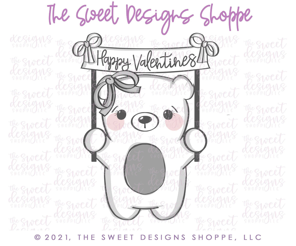 Cookie Cutters - Bear with Banner - Cookie Cutter - The Sweet Designs Shoppe - TSDS - - ALL,Animal,Animals,Animals and Insects,Baby / Kids,Cookie Cutter,Easter,Easter / Spring,Promocode,STL,valentine,valentines