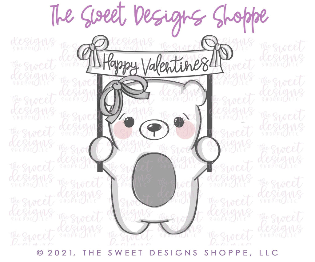 Cookie Cutters - Bear with Banner - Cookie Cutter - The Sweet Designs Shoppe - TSDS - - ALL,Animal,Animals,Animals and Insects,Baby / Kids,Cookie Cutter,Easter,Easter / Spring,Promocode,valentine,valentines