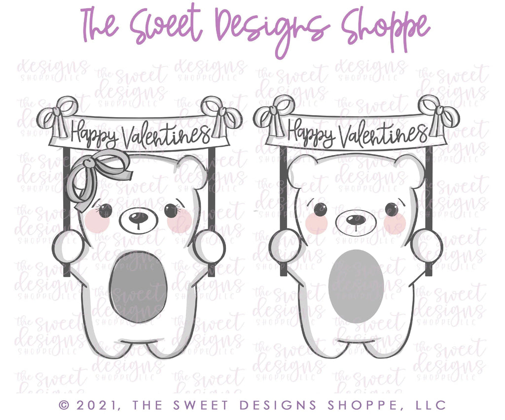 Cookie Cutters - Bear with Banner - Cookie Cutter - The Sweet Designs Shoppe - TSDS - - ALL,Animal,Animals,Animals and Insects,Baby / Kids,Cookie Cutter,Easter,Easter / Spring,Promocode,valentine,valentines