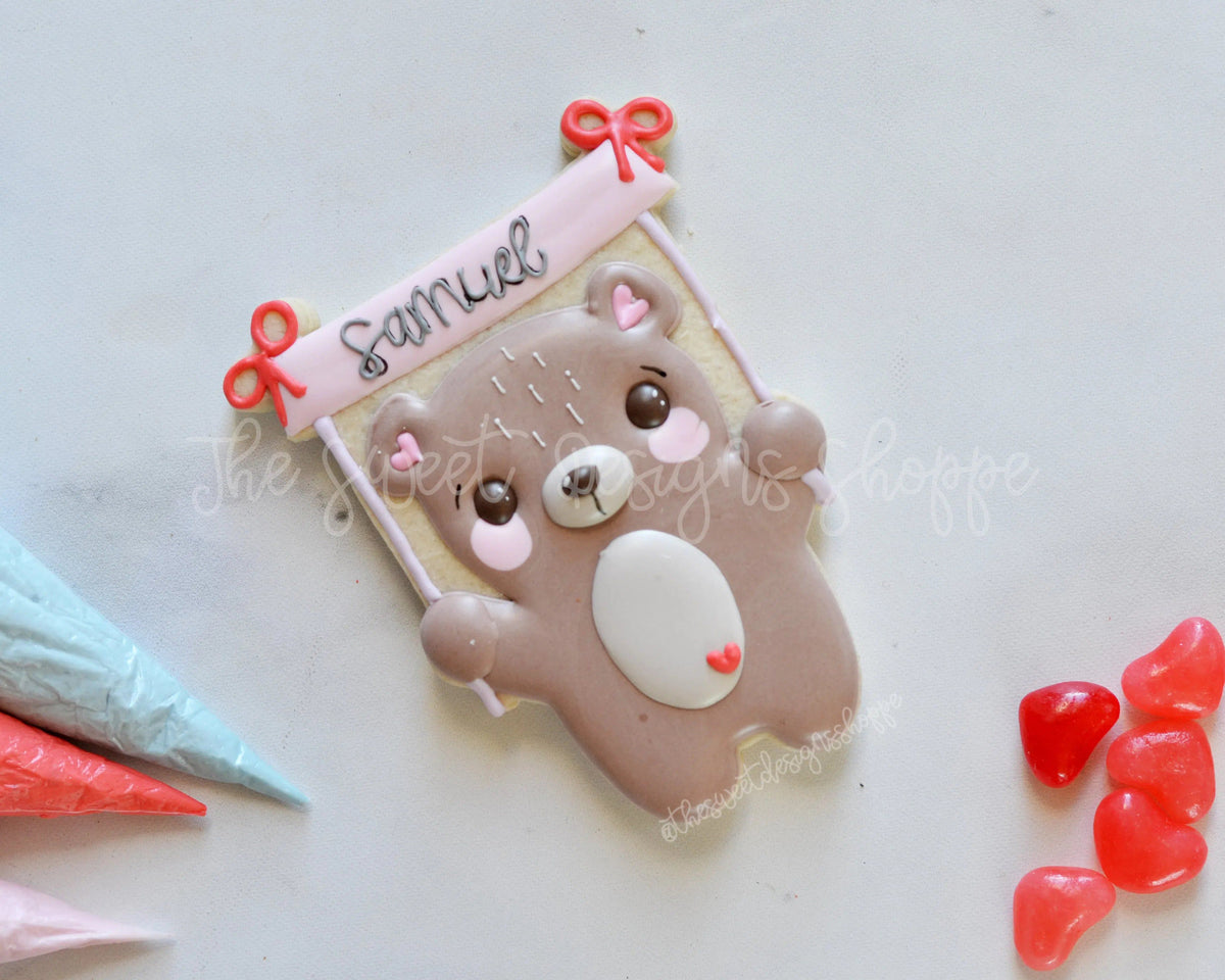 Cookie Cutters - Bear with Banner - Cookie Cutter - The Sweet Designs Shoppe - TSDS - - ALL,Animal,Animals,Animals and Insects,Baby / Kids,Cookie Cutter,Easter,Easter / Spring,Promocode,STL,valentine,valentines