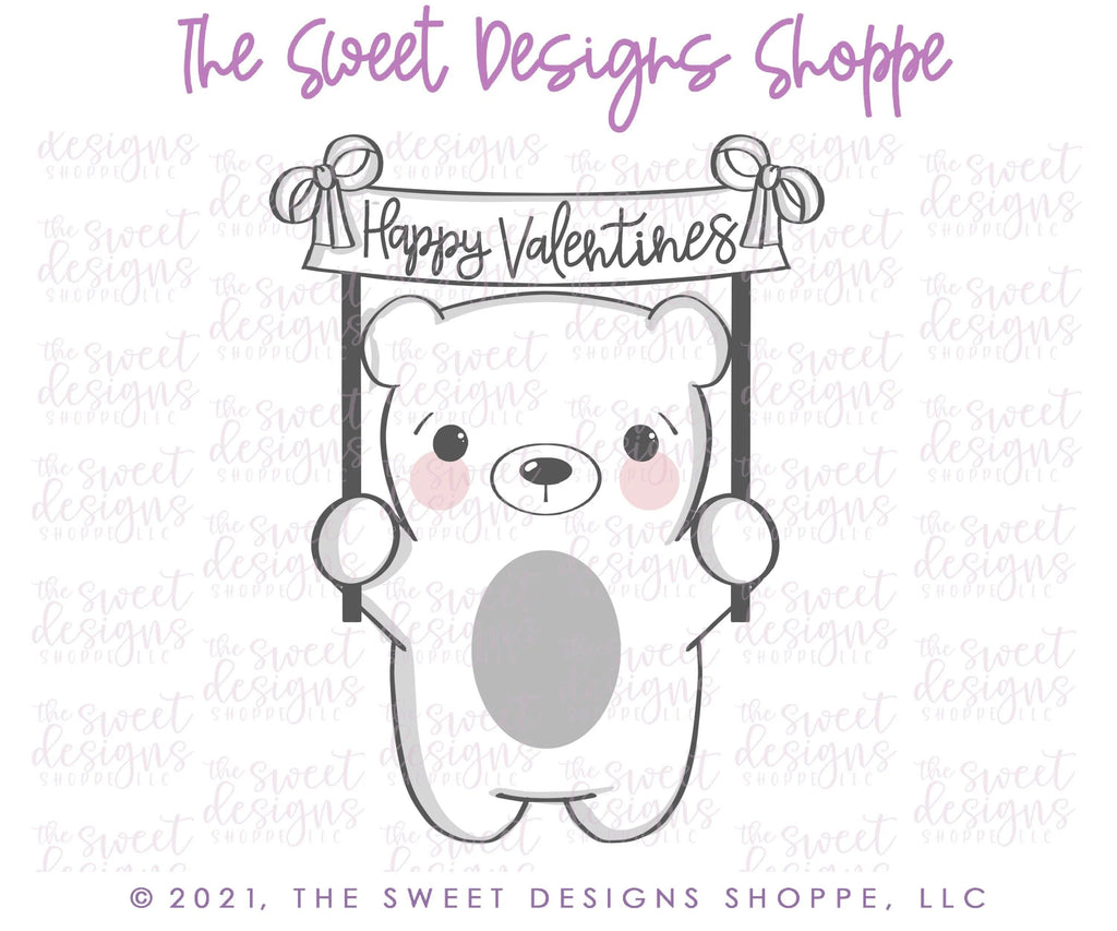 Cookie Cutters - Bear with Banner - Cookie Cutter - The Sweet Designs Shoppe - - ALL, Animal, Animals, Animals and Insects, Baby / Kids, Cookie Cutter, Easter, Easter / Spring, Promocode, valentine, valentines