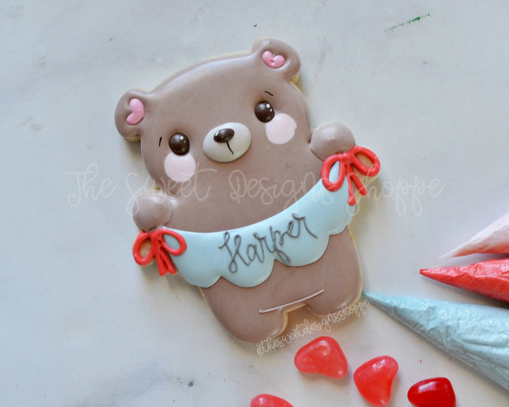 Cookie Cutters - Bear with Bunting - Cookie Cutter - The Sweet Designs Shoppe - TSDS - - ALL,Animal,Animals,Animals and Insects,Baby / Kids,Cookie Cutter,Easter,Easter / Spring,Promocode,valentine,valentines