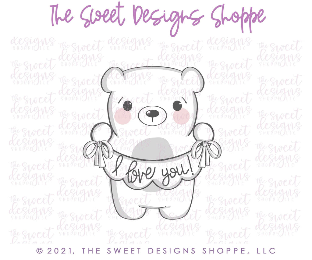 Cookie Cutters - Bear with Bunting - Cookie Cutter - The Sweet Designs Shoppe - - ALL, Animal, Animals, Animals and Insects, Baby / Kids, Cookie Cutter, Easter, Easter / Spring, Promocode, valentine, valentines