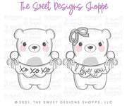 Cookie Cutters - Bear with Bunting Set - 2 Piece Set - Cookie Cutters - The Sweet Designs Shoppe - TSDS - - ALL,Animal,Animals,Animals and Insects,Cookie Cutter,Mini Set,Mini Sets,Promocode,regular sets,set,sets,valentine,valentines