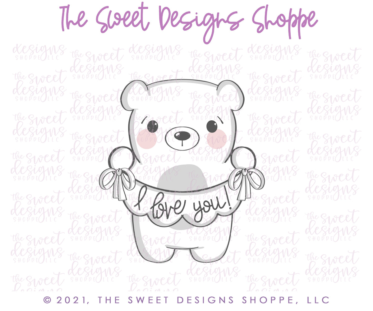 Cookie Cutters - Bear with Bunting Set - 2 Piece Set - Cookie Cutters - The Sweet Designs Shoppe - TSDS - - ALL,Animal,Animals,Animals and Insects,Cookie Cutter,Mini Set,Mini Sets,Promocode,regular sets,set,sets,valentine,valentines