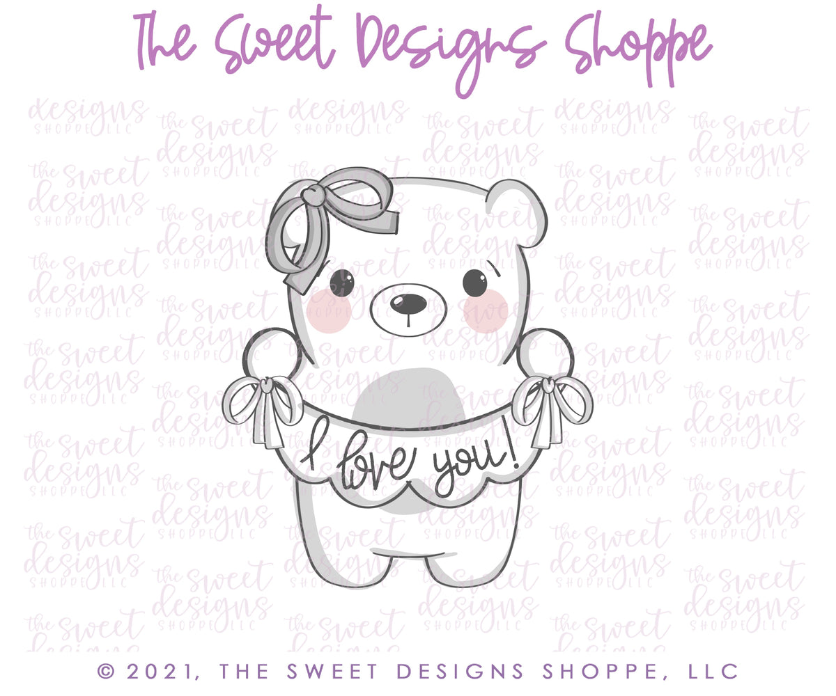 Cookie Cutters - Bear with Bunting Set - 2 Piece Set - Cookie Cutters - The Sweet Designs Shoppe - TSDS - - ALL,Animal,Animals,Animals and Insects,Cookie Cutter,Mini Set,Mini Sets,Promocode,regular sets,set,sets,valentine,valentines