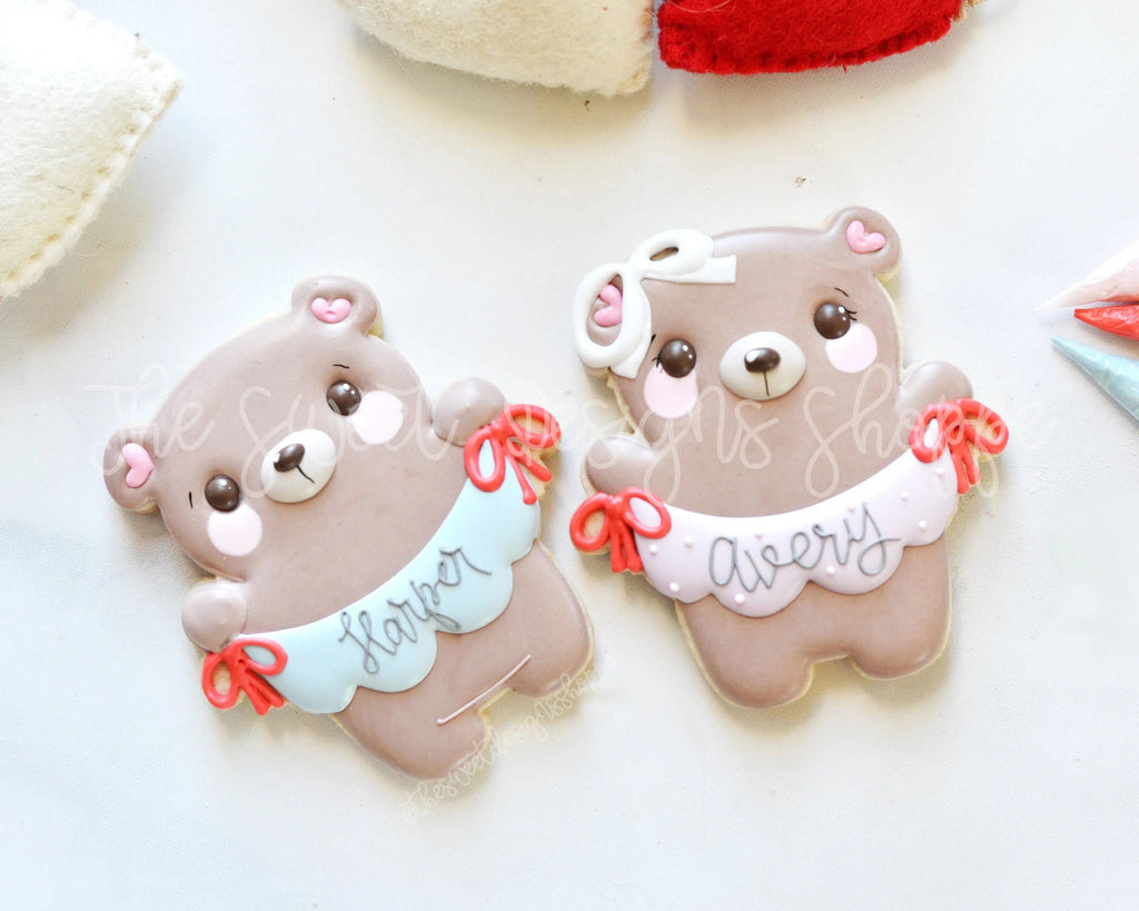 Cookie Cutters - Bear with Bunting Set - 2 Piece Set - Cookie Cutters - The Sweet Designs Shoppe - - ALL, Animal, Animals, Animals and Insects, Cookie Cutter, Mini Set, Mini Sets, Promocode, regular sets, set, sets, valentine, valentines