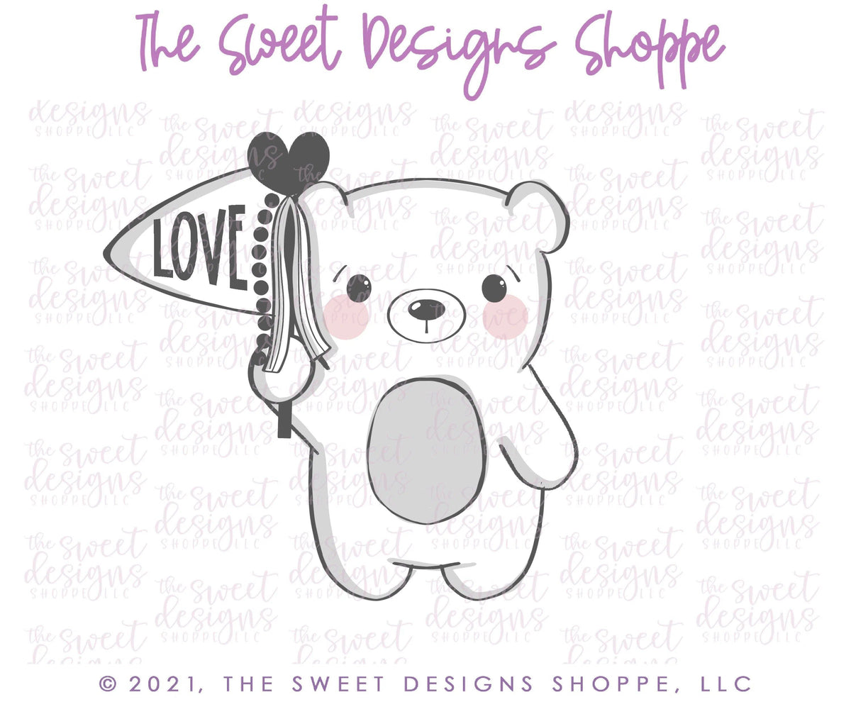 Cookie Cutters - Bear with Flag - Cookie Cutter - The Sweet Designs Shoppe - TSDS - - ALL,Animal,Animals,Animals and Insects,Baby / Kids,Cookie Cutter,Easter,Easter / Spring,Promocode,STL,valentine,valentines